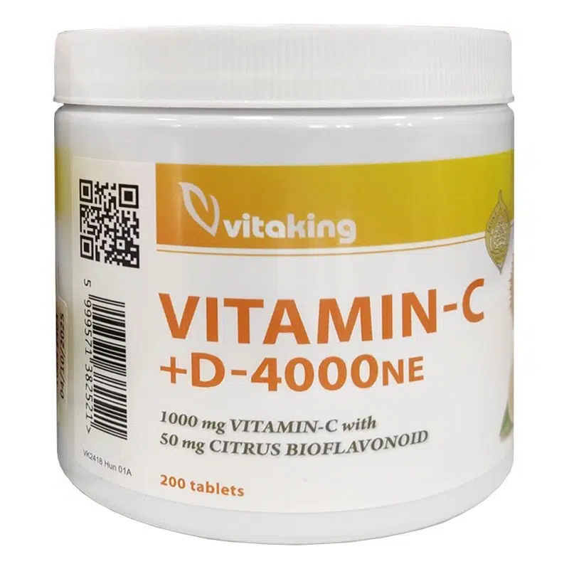 Vitaking C+D - C-Vitamin 1000mg, D3-vitamin 4000NE 200db NAGY kiszerelés! Vitaking C+D - C-Vitamin 1000mg, D3-vitamin 4000NE 200db NAGY kiszerelés!