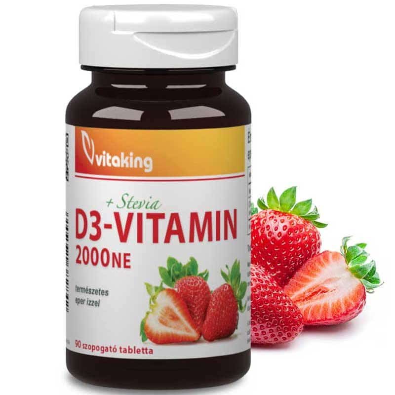 Vitaking D3-vitamin 2000NE epres ízű 90 db rágótabletta Vitaking D3-vitamin 2000NE epres ízű 90 db rágótabletta