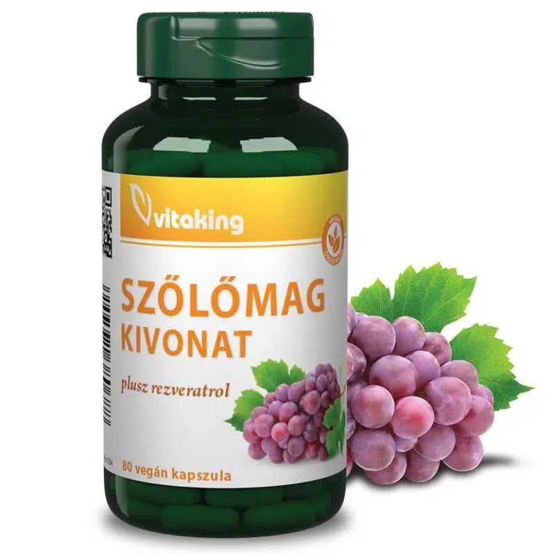 Vitaking Szőlőmag kivonat + Rezveratrol kapszula 80db Vitaking Szőlőmag kivonat + Rezveratrol kapszula 80db