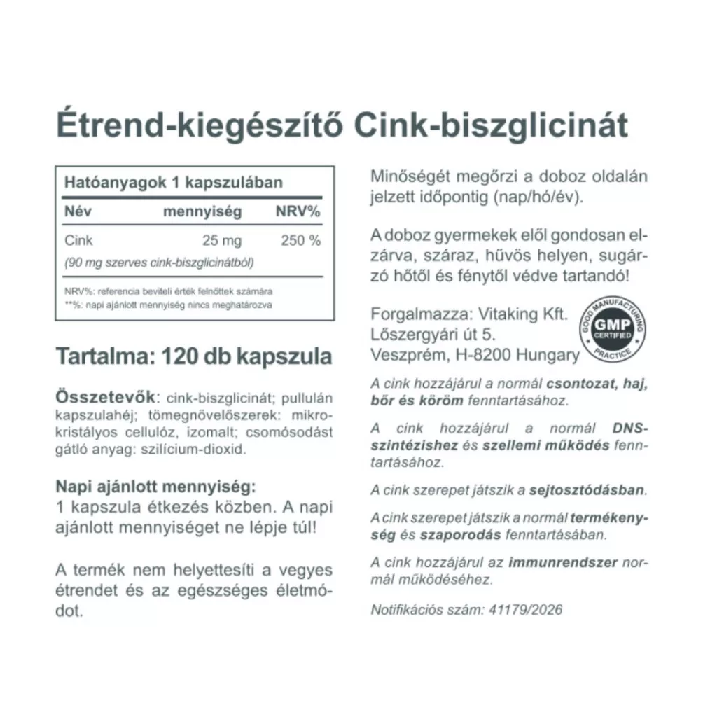 Vitaking Cink Biszglicinát kapszula - 120db - Image 2 Vitaking Cink Biszglicinát kapszula - 120db - Image 2