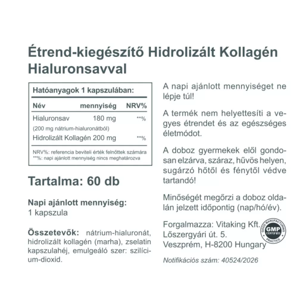 Vitaking Kollagén+Hialuronsav kapszula - 60db - Image 2 Vitaking Kollagén+Hialuronsav kapszula - 60db - Image 2