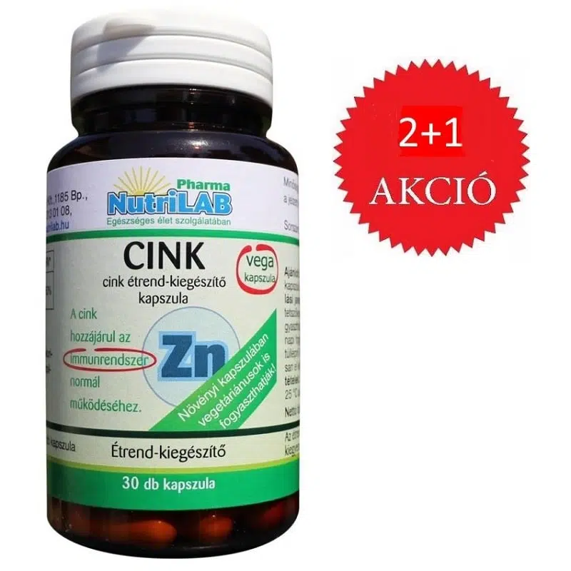 Nutrilab Cink kapszula 2+1 AKCIÓ - 3x30db Nutrilab Cink kapszula 2+1 AKCIÓ - 3x30db