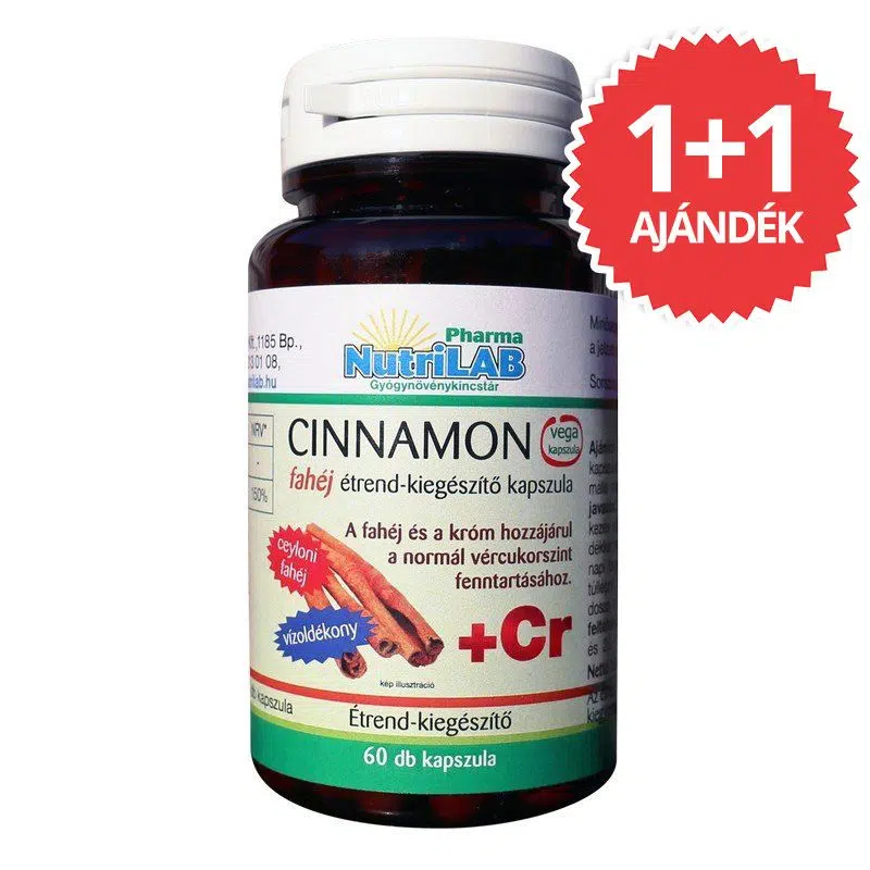 Nutrilab Cinnamon fahéj + króm kapszula 1+1 AJÁNDÉK - 2x60db Nutrilab Cinnamon fahéj + króm kapszula 1+1 AJÁNDÉK - 2x60db