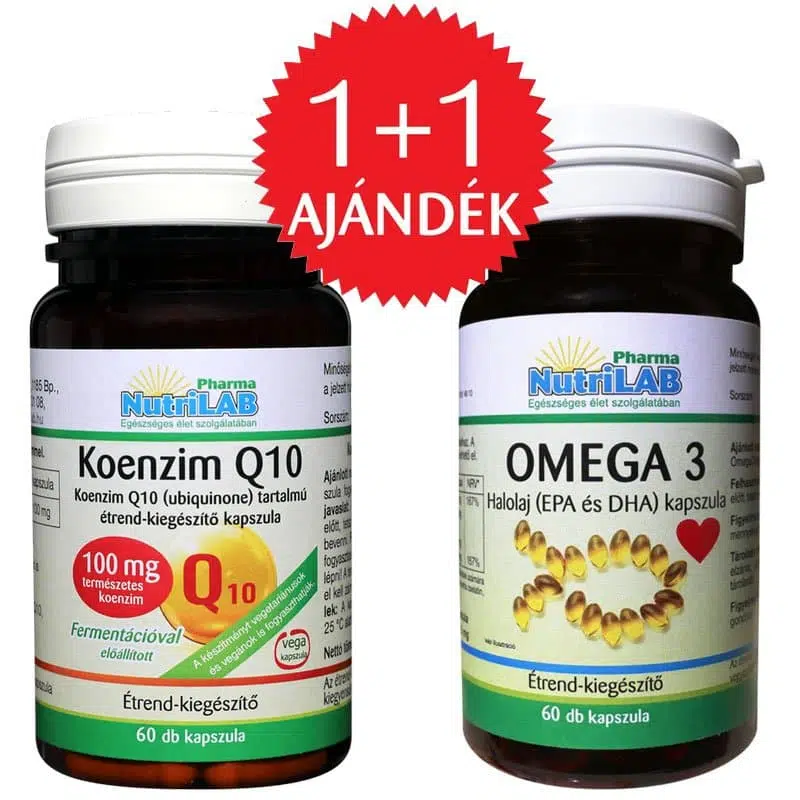 Nutrilab Koenzim Q10 Forte 100mg kapszula + AJÁNDÉK Omega-3 kapszula - 60db+60db Nutrilab Koenzim Q10 Forte 100mg kapszula + AJÁNDÉK Omega-3 kapszula - 60db+60db