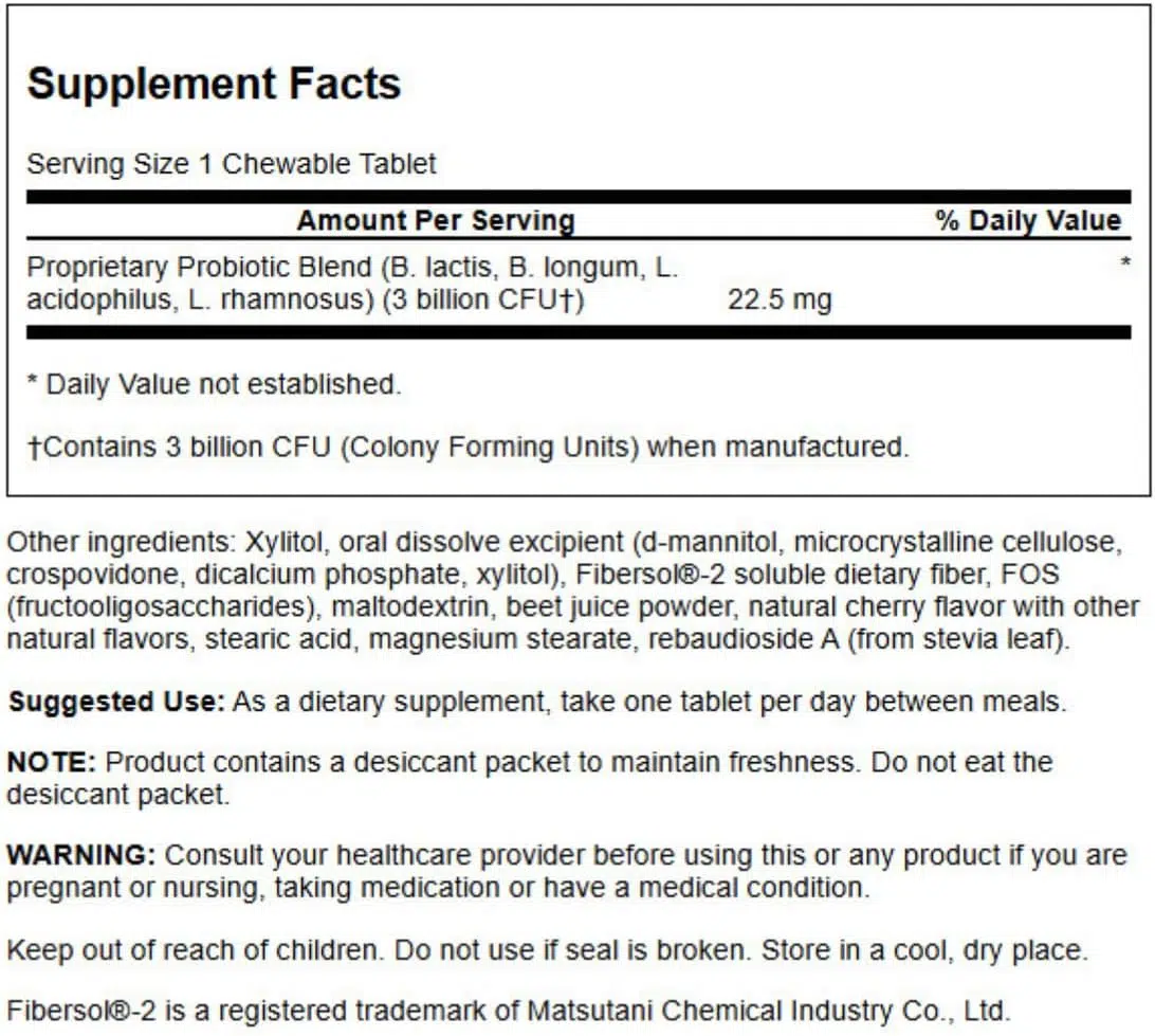 Swanson Probiotic for Kids - cseresznyés rágótabletta gyerekeknek - 60db - Image 2 Swanson Probiotic for Kids - cseresznyés rágótabletta gyerekeknek - 60db - Image 2