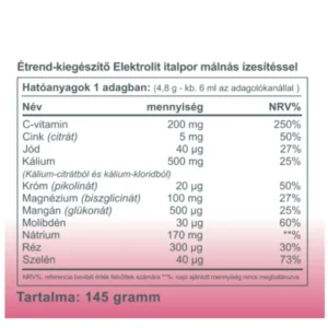 Vitaking Elektrolit málna ízű italpor - 145g - Image 4 Vitaking Elektrolit málna ízű italpor - 145g - Image 4