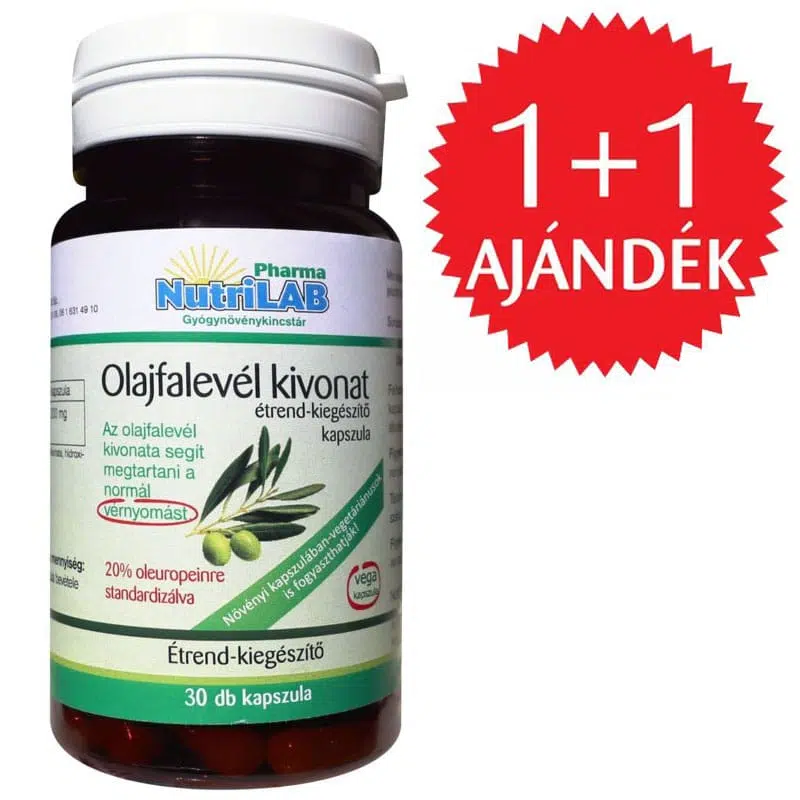 Nutrilab Olajfalevél kivonat kapszula 1+1 AJÁNDÉK - 2x30db Nutrilab Olajfalevél kivonat kapszula 1+1 AJÁNDÉK - 2x30db