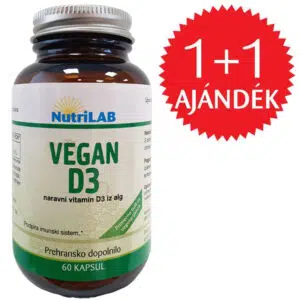 Nutrilab Vega D3-vitamin Algából kapszula 1+1 AJÁNDÉK - 2x60db