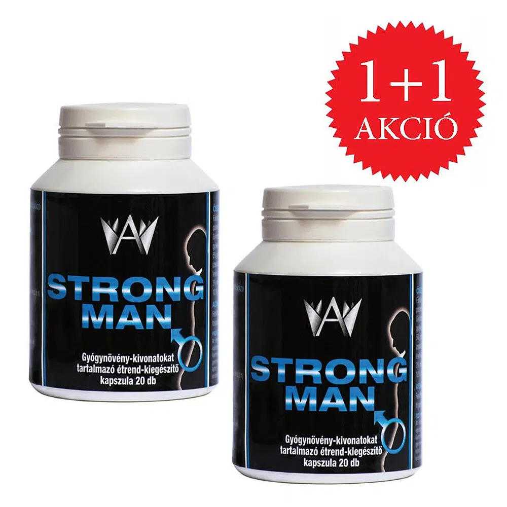 Strong Man potencianövelő és férfivitamin kapszula 1+1 Akció - 2x20db Strong Man potencianövelő és férfivitamin kapszula 1+1 Akció - 2x20db