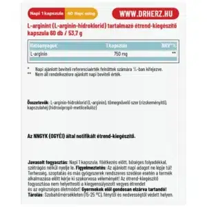 Dr. Herz L-arginin HCL 750mg kapszula Dr. Herz L-arginin HCL 750mg kapszula