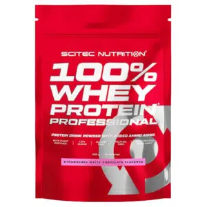 Scitec Nutrition 100% Whey Protein Professional eper-fehércsokoládé - 400g