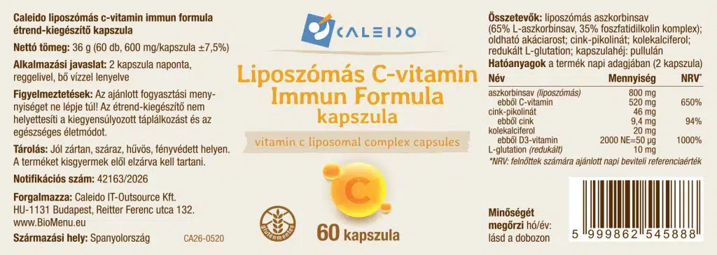 Caleido Liposzómás C-vitamin Immun Formula kapszula - 60db - Image 2 Caleido Liposzómás C-vitamin Immun Formula kapszula - 60db - Image 2