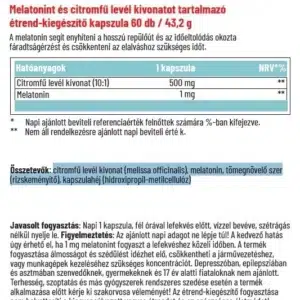 Dr. Herz Melatonin 1 mg + Citromfű levél kivonat kapszula - 60db - Image 2 Dr. Herz Melatonin 1 mg + Citromfű levél kivonat kapszula - 60db - Image 2
