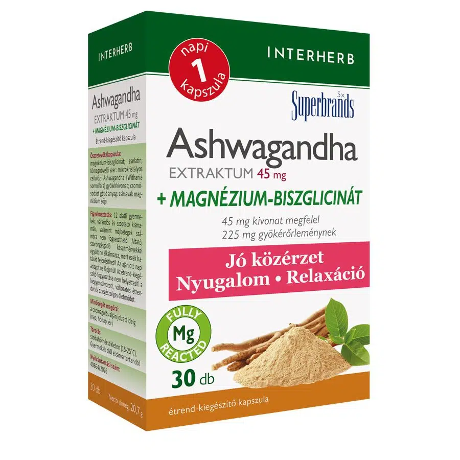 Interherb Napi 1 Ashwagandha Extraktum+Magnézium-biszglicinát kapszula - 30db Interherb Napi 1 Ashwagandha Extraktum+Magnézium-biszglicinát kapszula - 30db